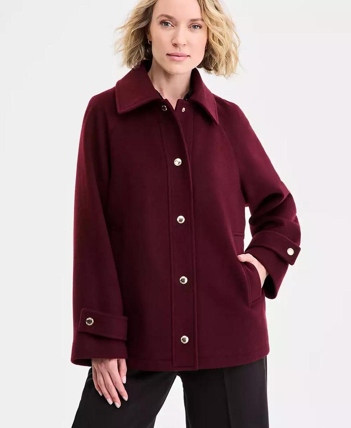 Women's Collared Button-Front Coat, Exclusively at Macy's