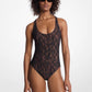 Floral Lace Stretch Nylon One-Piece Swimsuit