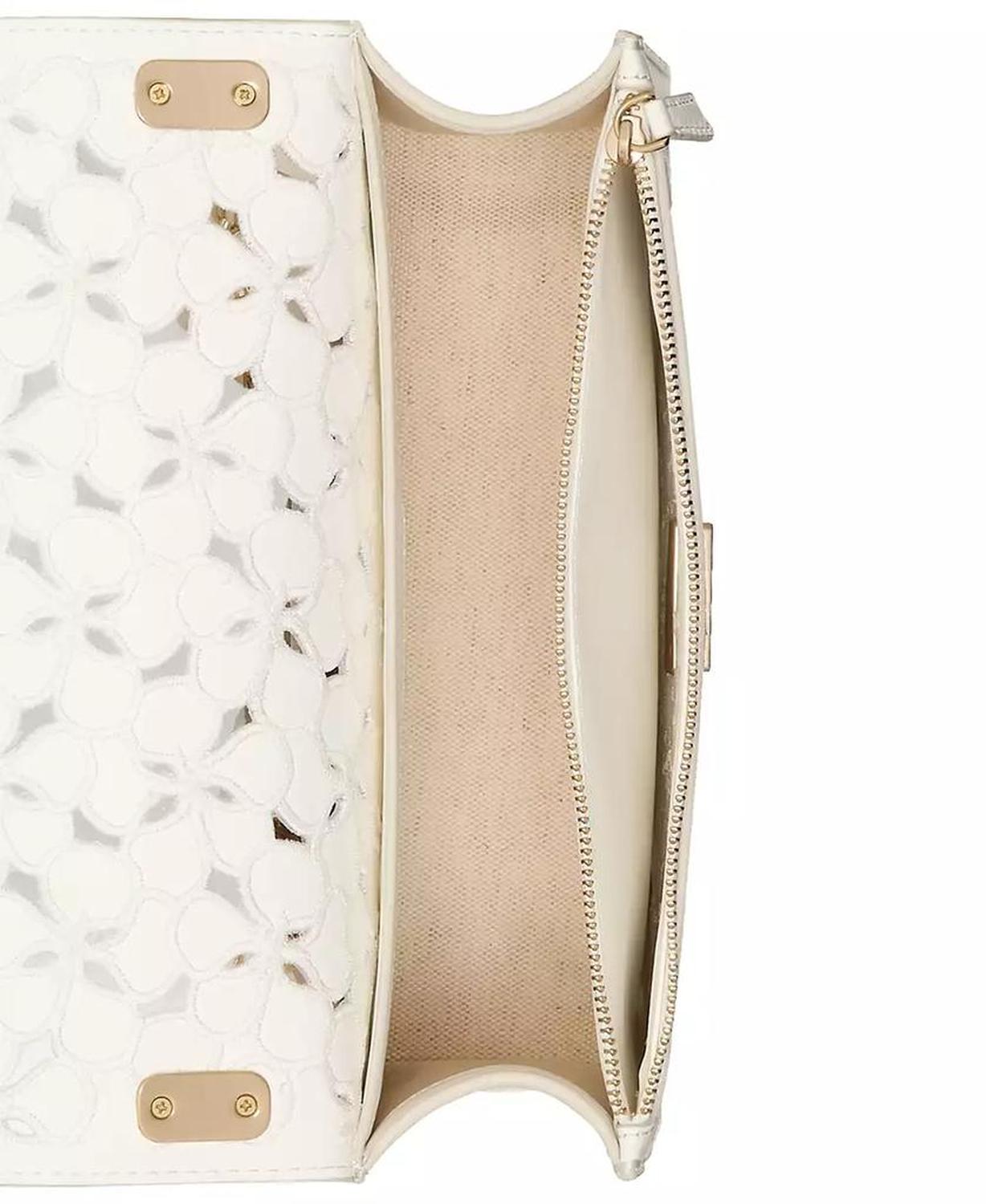 Deco Eyelet Chain Strap Leather Shoulder Bag