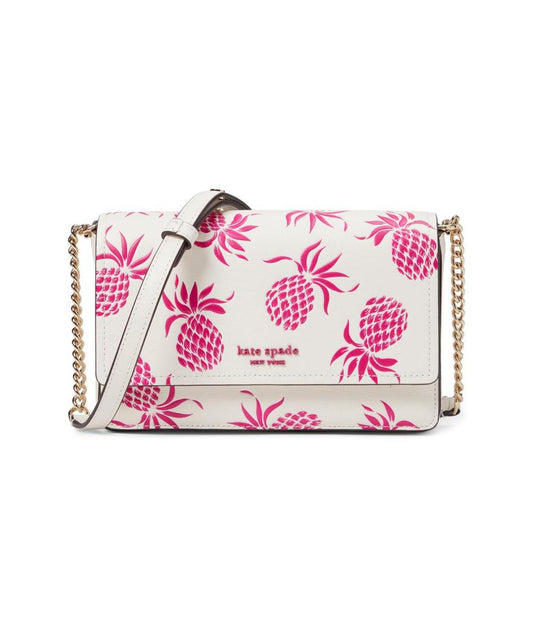 Morgan Pineapple Embossed Saffiano Leather Flap Chain Wallet