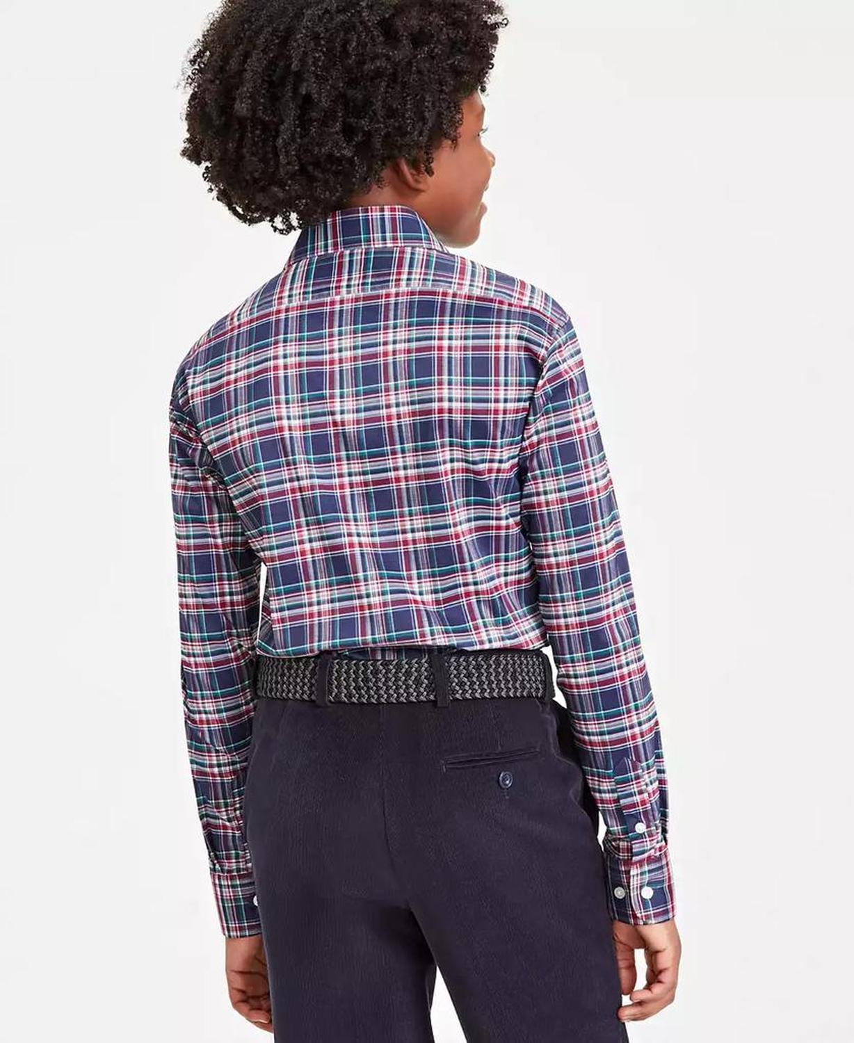 Big Boys Plaid Button Up Dress Shirt