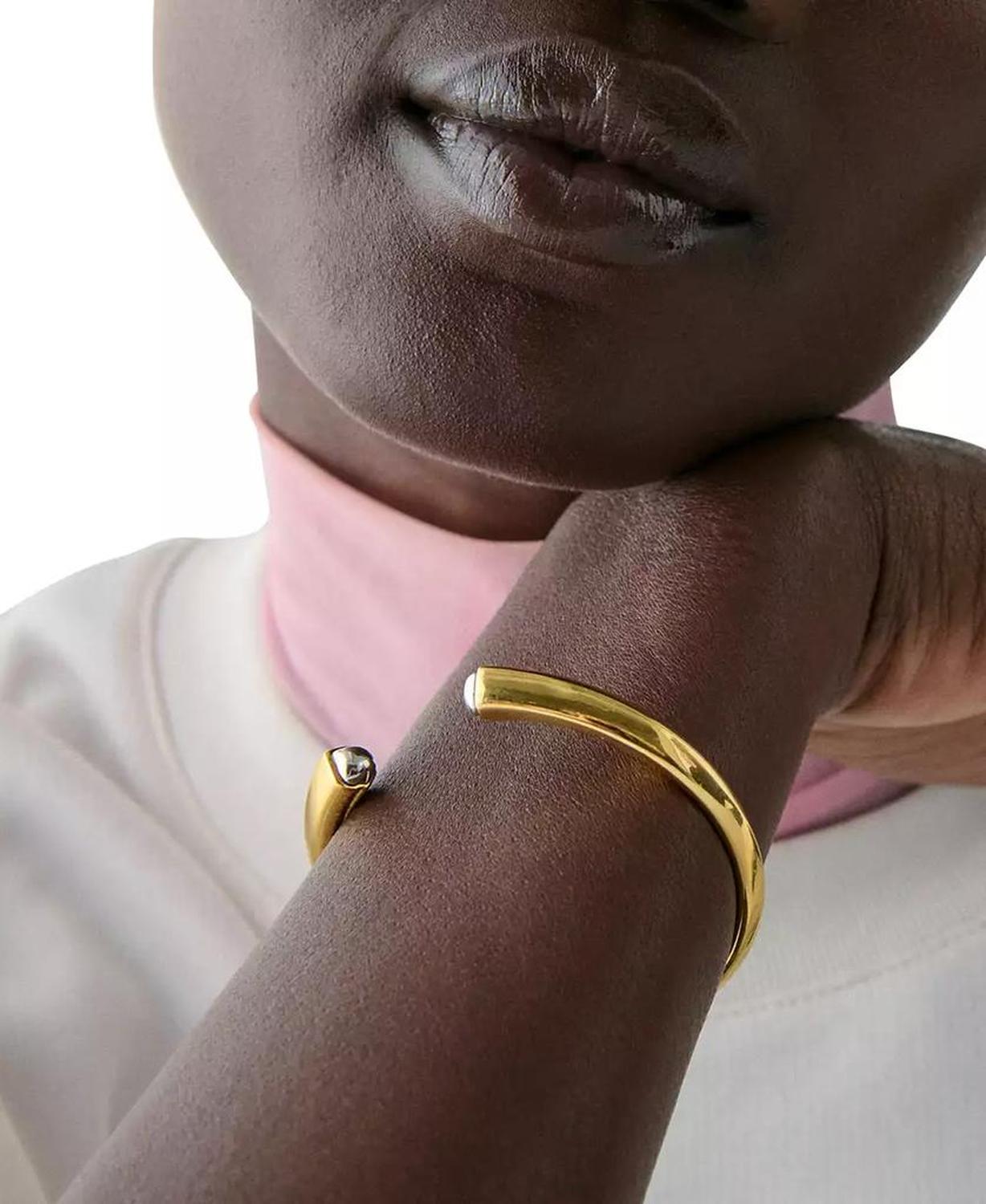 Two-Tone Sculpted Spade Open Cuff Bracelet