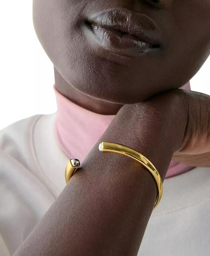 Two-Tone Sculpted Spade Open Cuff Bracelet