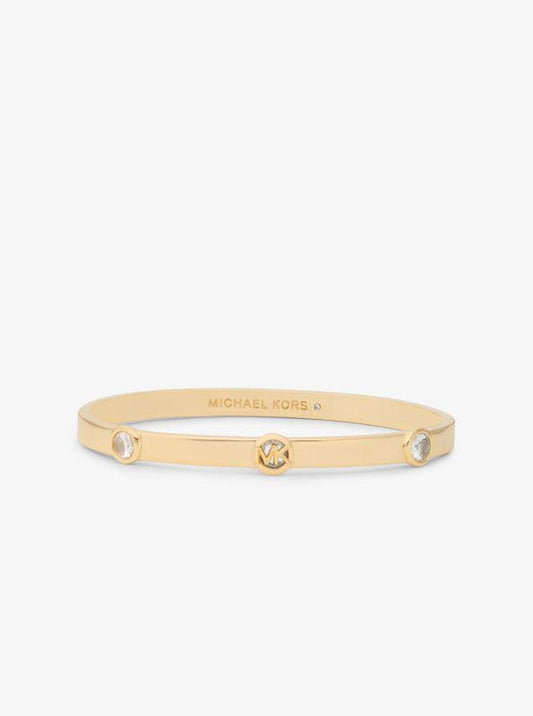 Precious Metal-Plated Brass Logo Bangle