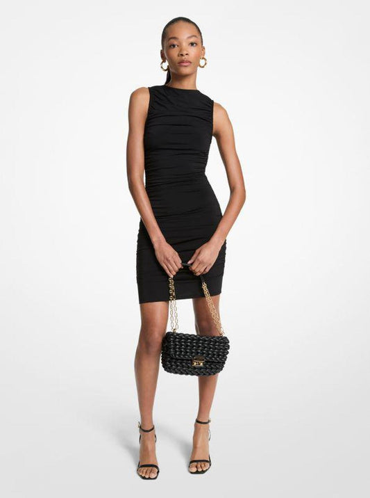 Ruched Stretch Matte Jersey Mini Dress