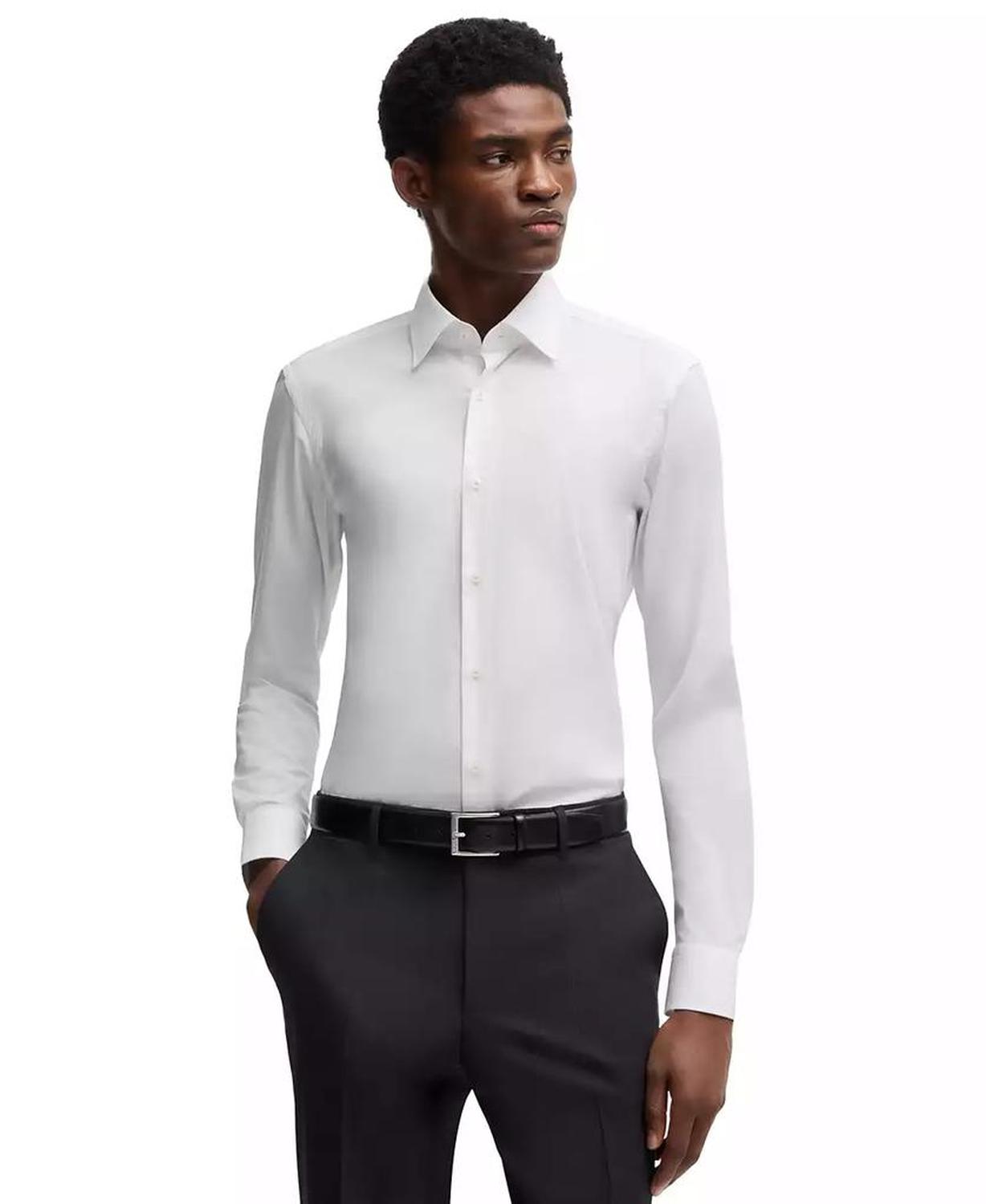 Men's Stretch-Cotton Poplin Slim-Fit Dress Shirt