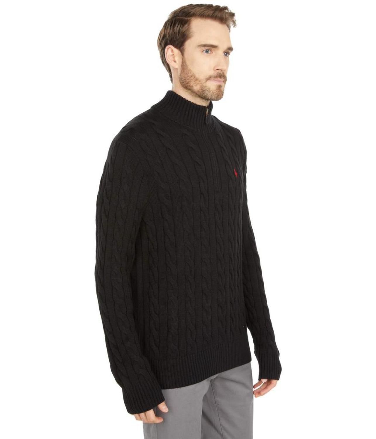 Long Sleeve Cotton Cable 1/2 Zip
