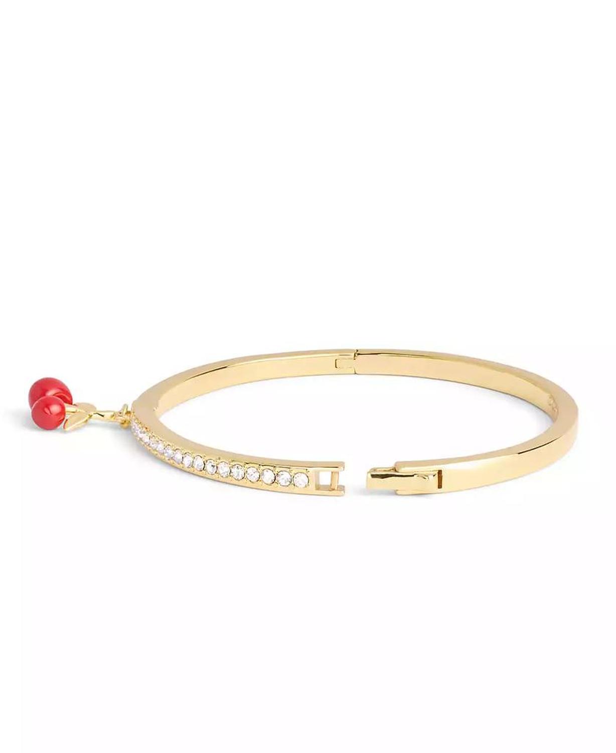 Faux Stone Cherry Cluster Charm Bangle Bracelet