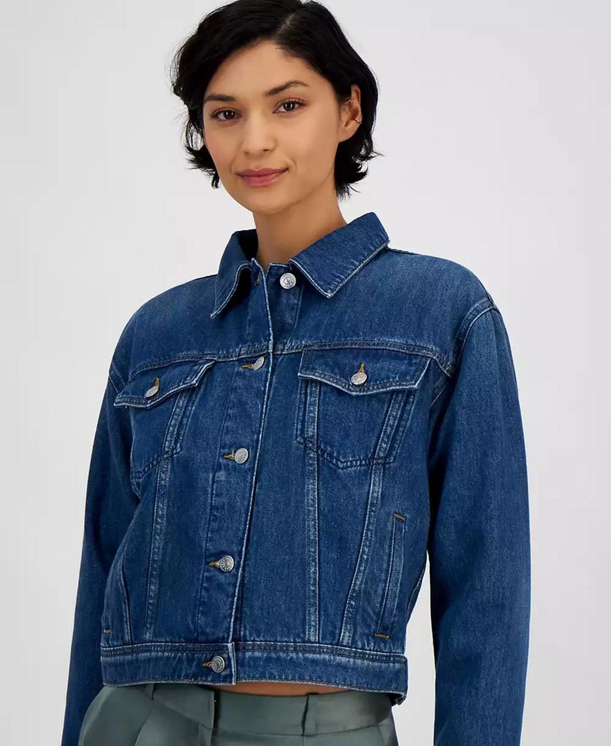 Women's Cropped Cotton Denim Jacket