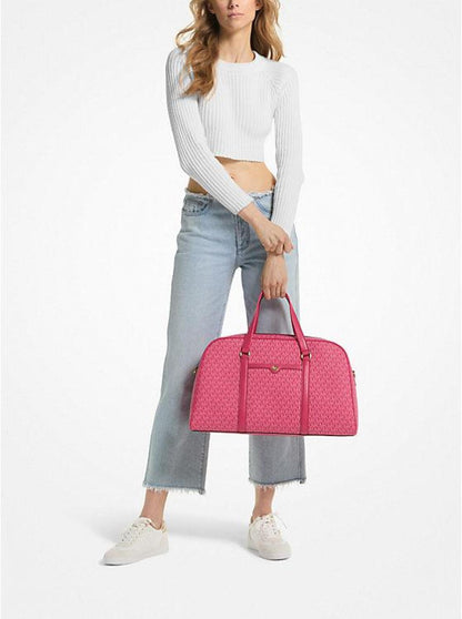 jet set travel large signature logo print woven tote bag Jet Set Travel Extra-Large Signature Logo Weekender Bag