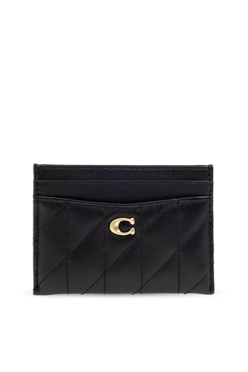 Coach Logo Plaque Quilted Card Case