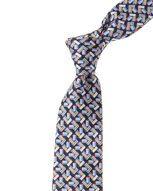 Gucci Blue Printed Silk Tie