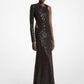 Hand-Embroidered Sequin Stretch Jersey Cutout Gown