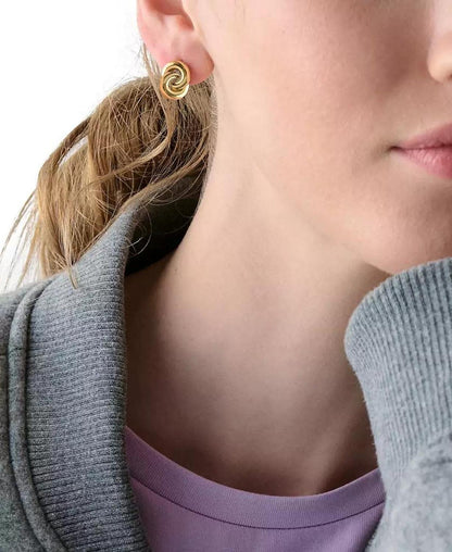 Two-Tone Interlock Stud Earrings