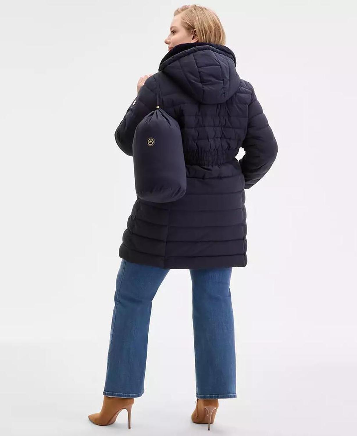 Plus Size Faux-Fur-Trim Hooded Puffer Coat