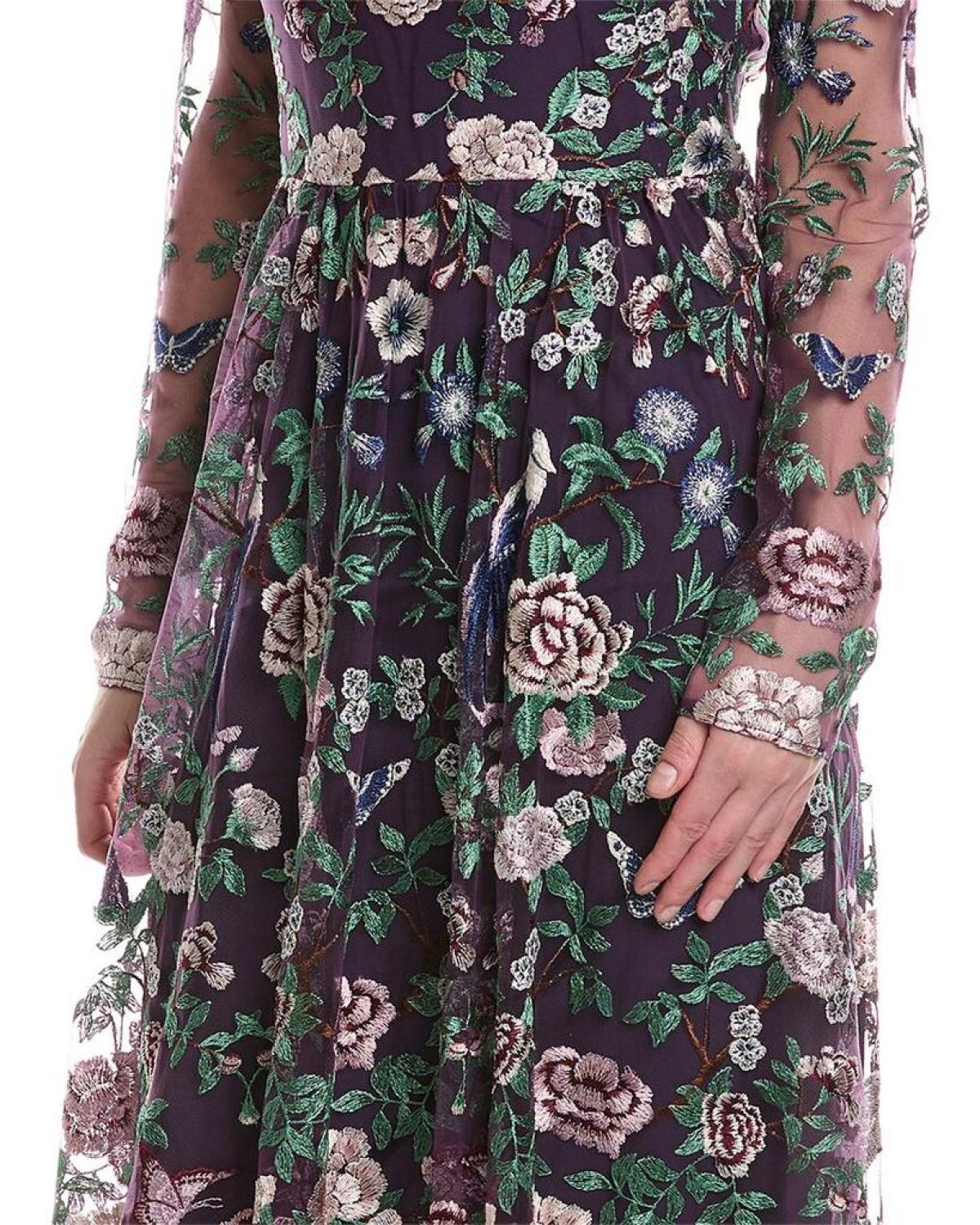Marchesa Notte Embroidery On Tulle Gown