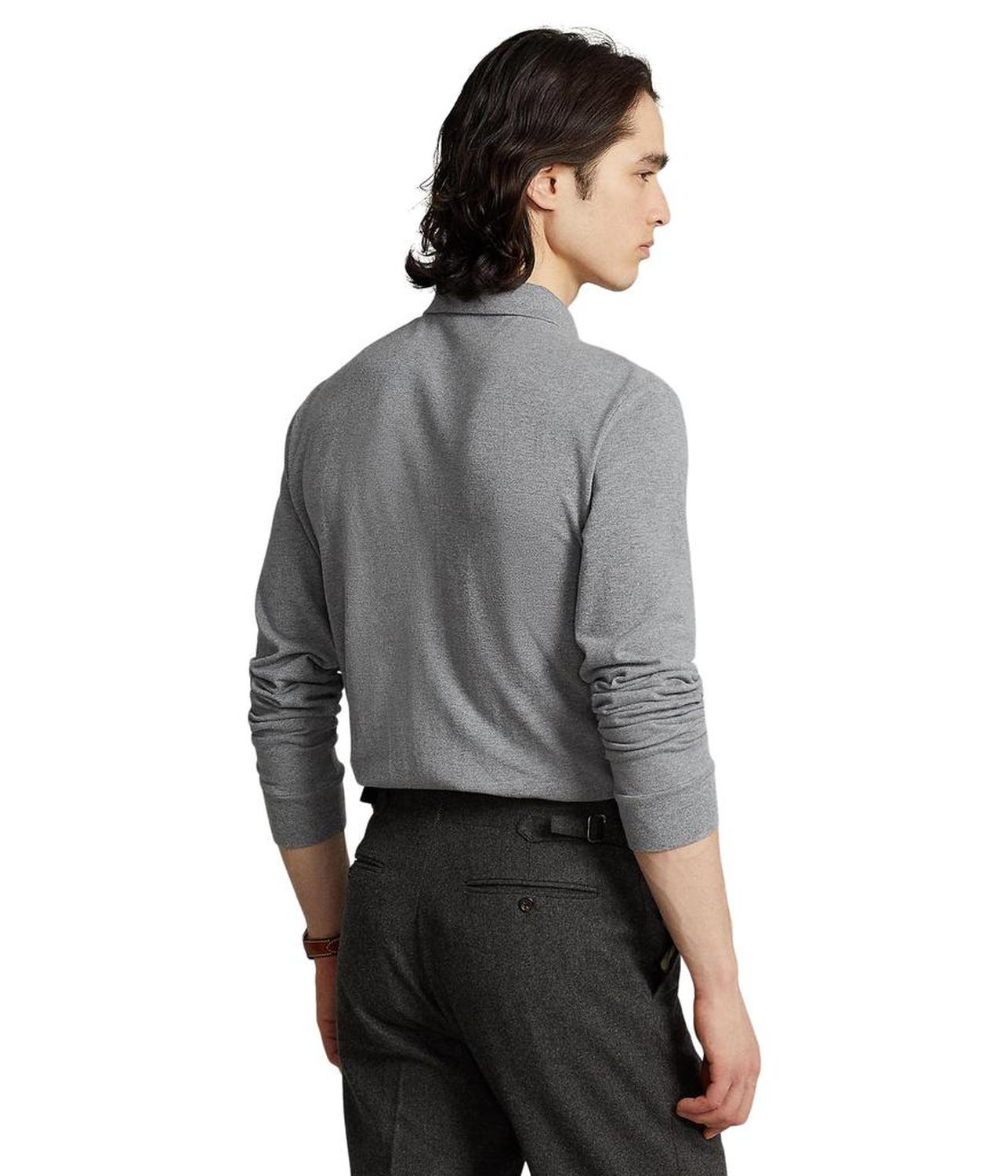 Classic Fit Mesh Long-Sleeve Polo Shirt