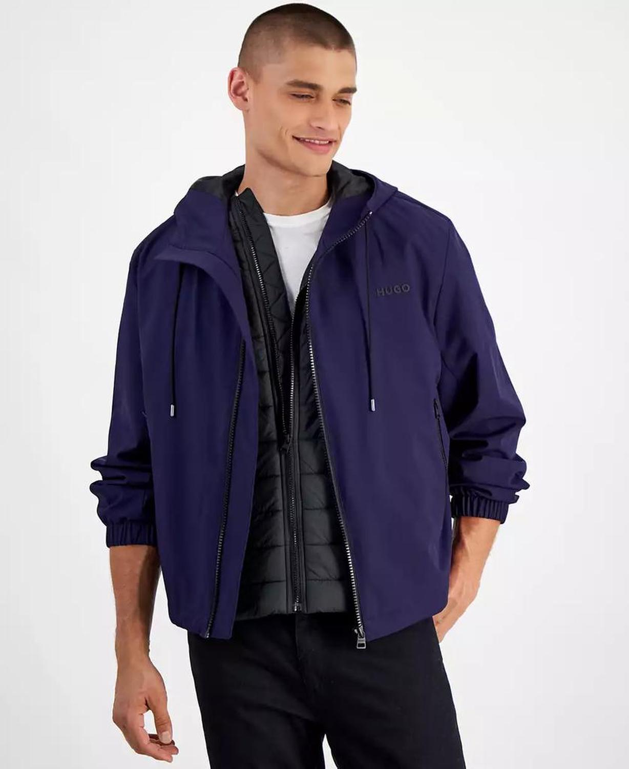 Men's Slim-Fit Lightweight Hooded Water-Repellent Windbreaker Jacket