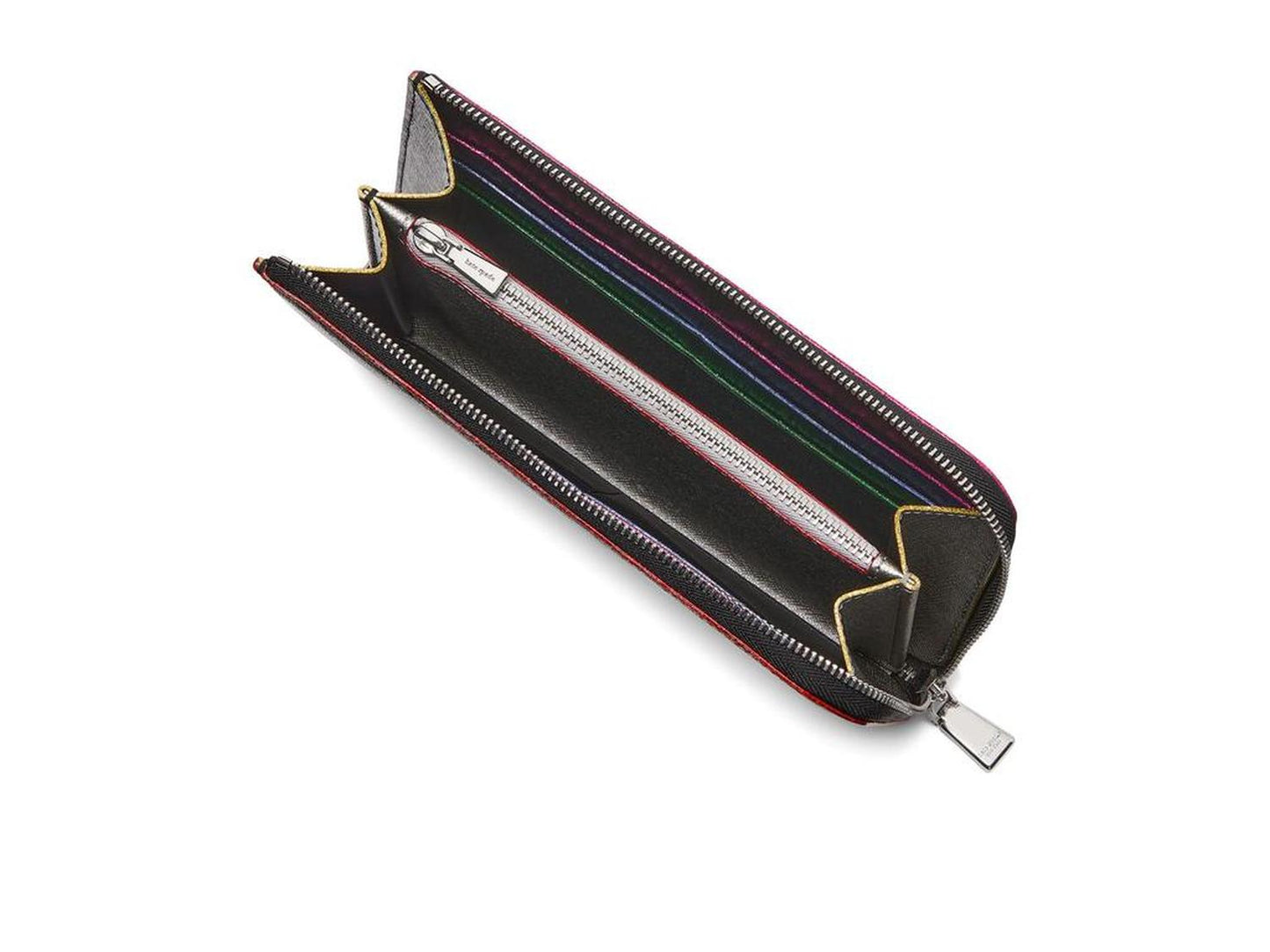 Devin Glitter Edge Shiny Saffiano Zip Around Continental Wallet
