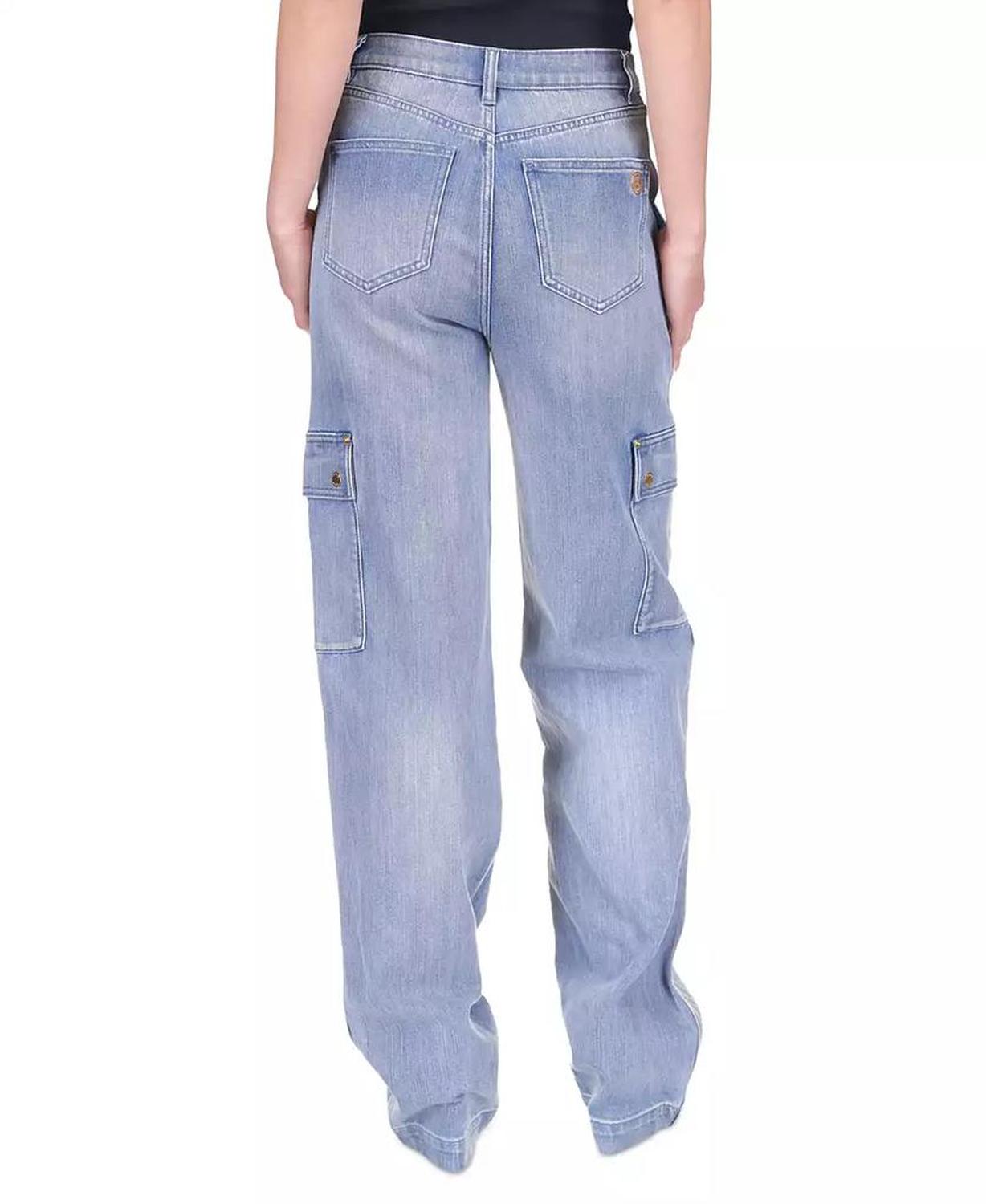 MICHAEL Women's Relaxed Denim Cargo Jeans