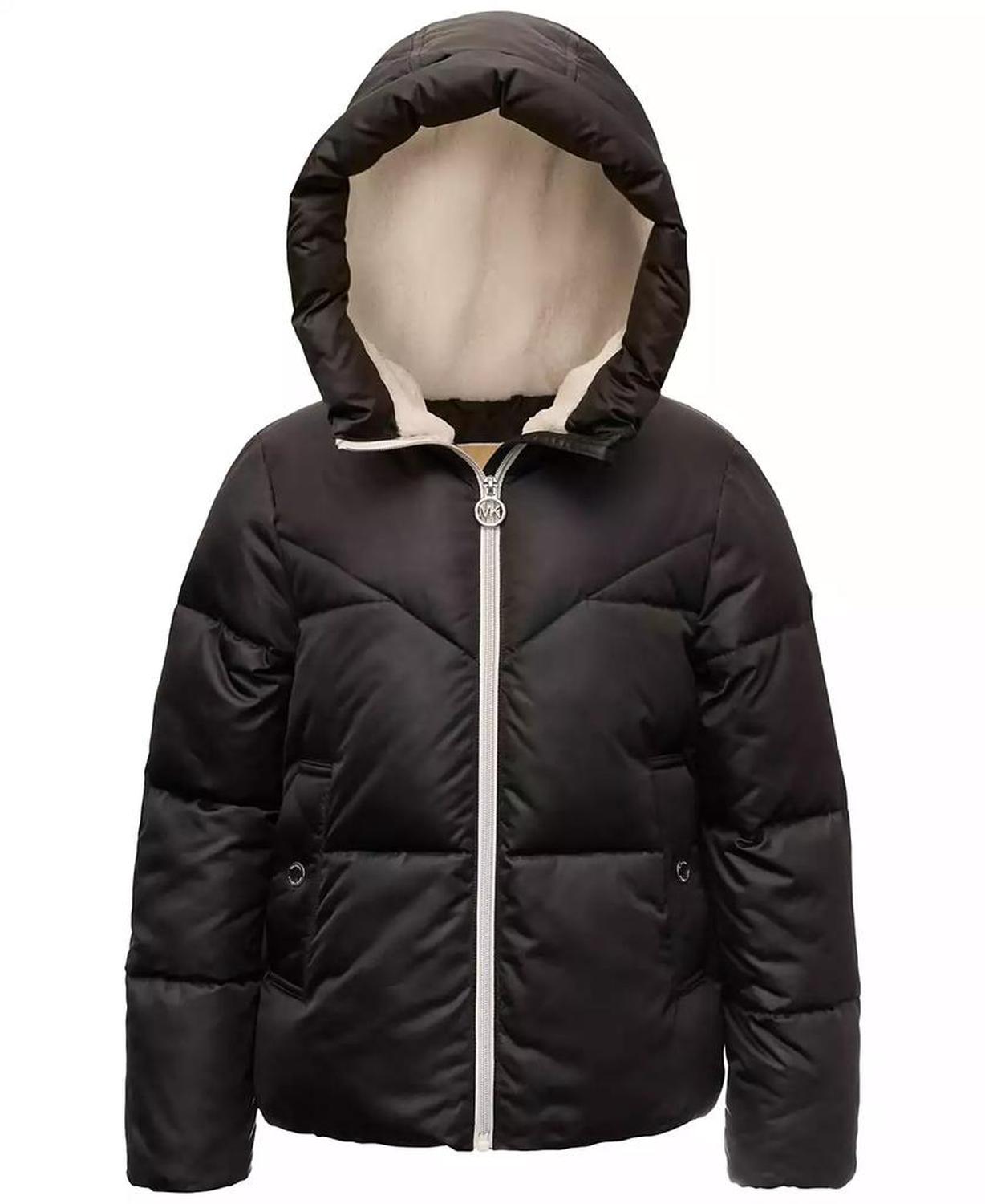 Michael Kors Big Girls Fleece-Lined Full-Zip Satin Puffer Jacket