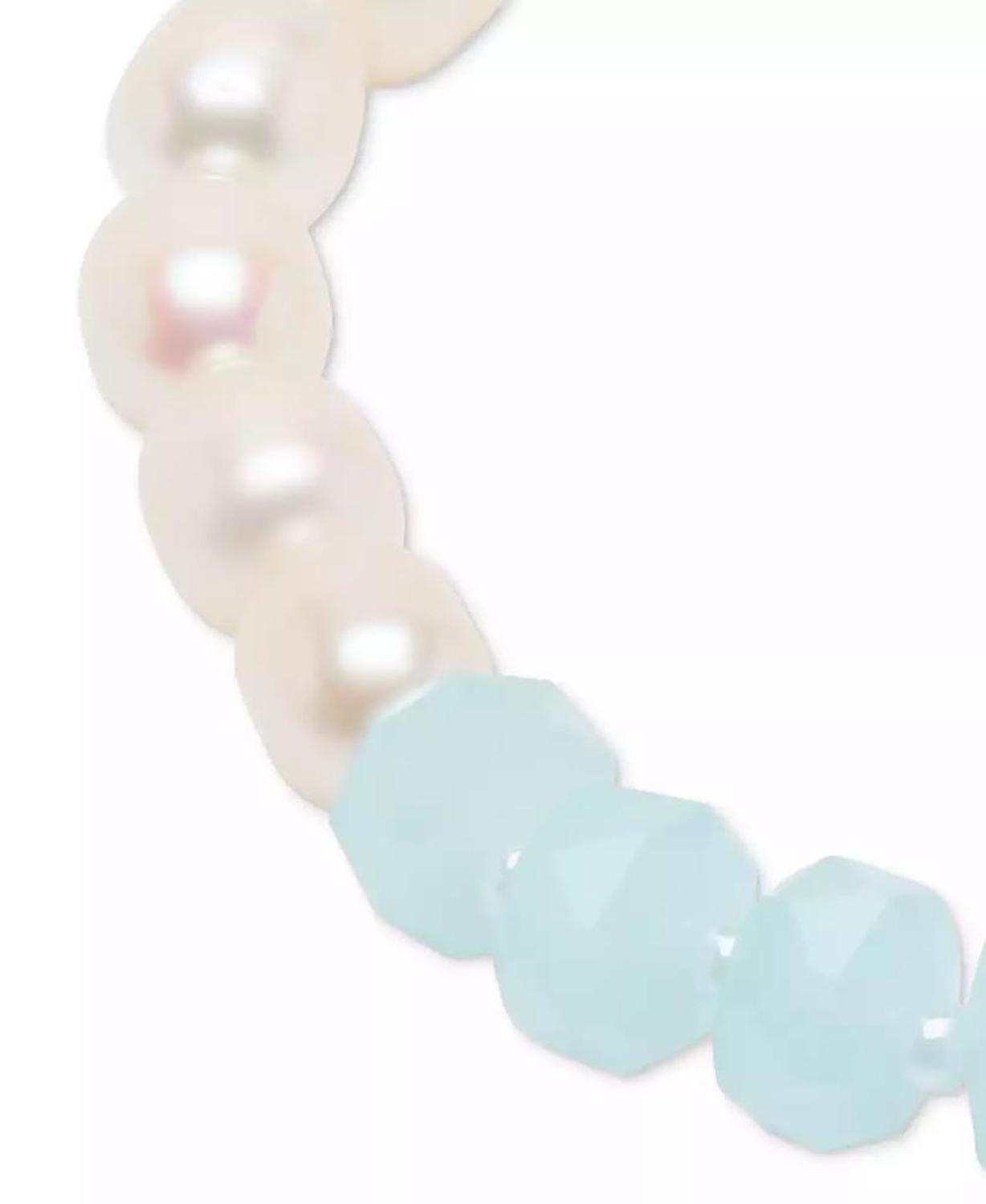 Gold-Tone Color Bead & Freshwater Pearl Flex Bracelet