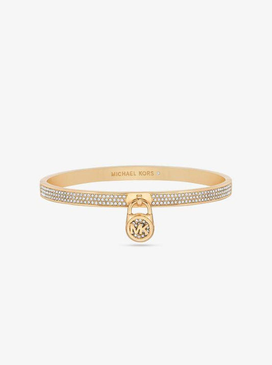 Precious Metal-Plated Pavé Lock Bangle