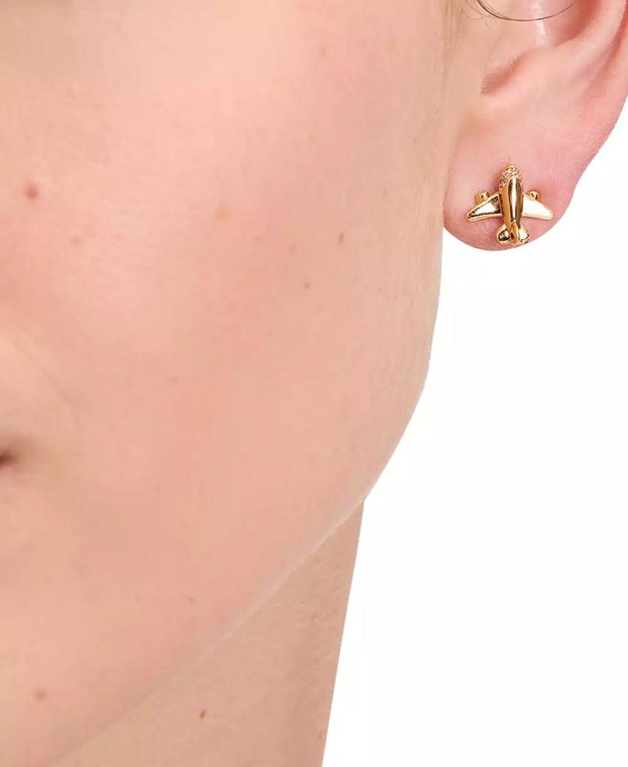 Gold-Tone Out of Office Airplane Stud Earrings