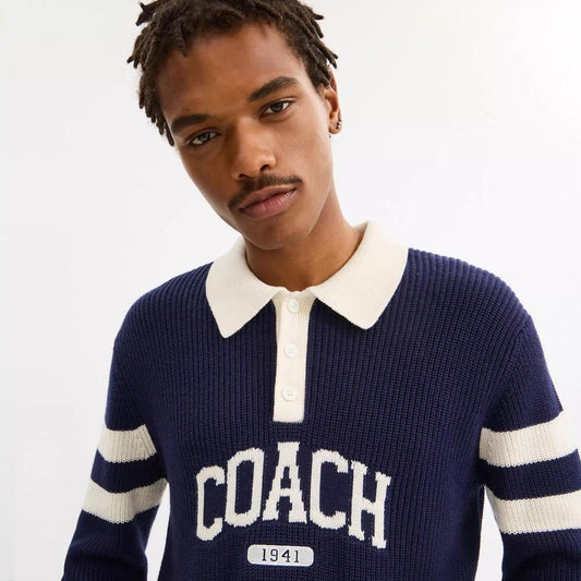 Knit Long Sleeve Graphic Polo