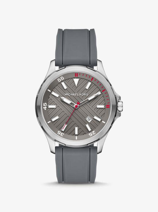 Oversized Bowen Gray-Tone and Silicone Watch