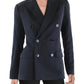 Womens Satin Business Double-Breasted Blazer