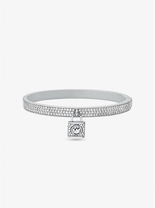Precious Metal-Plated Brass Pavé Lock Bangle