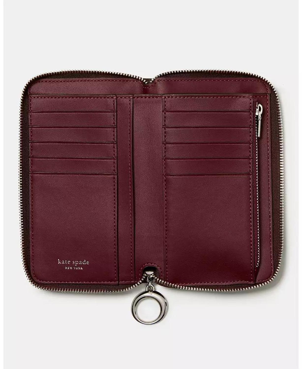 Halo Glazed Leather Zip Around Wallet