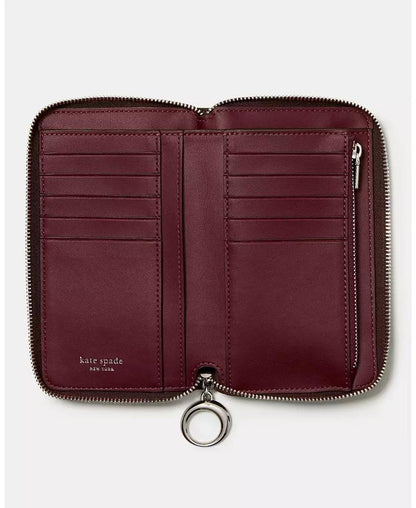 Halo Glazed Leather Zip Around Wallet