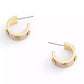 Signature Faux Stone Tea Rose Enamel Huggie Hoop Earrings