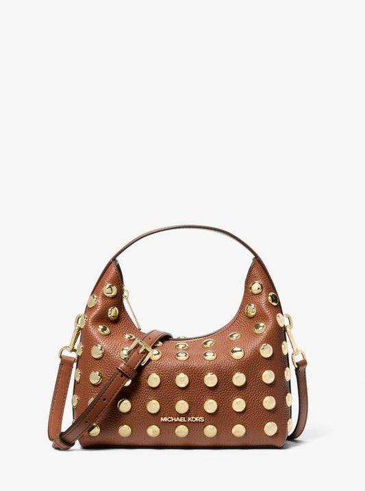 Ember Small Embellished Pebbled Leather Messenger Bag