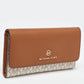 Michael Kors White/tan Coated Canvas And Leather Fulton Continental Wallet