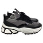 Darius Two-Tone Stretch Knit Trainer in Black and White Synthetic