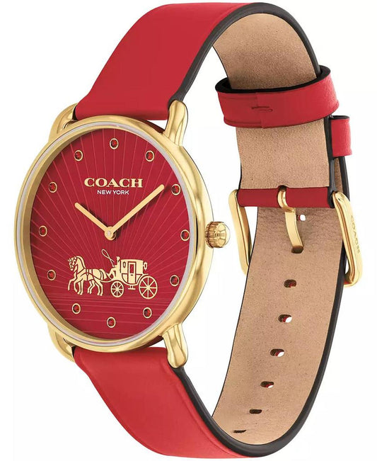 Women's Elliot Red Leather Strap Watch, 36mm