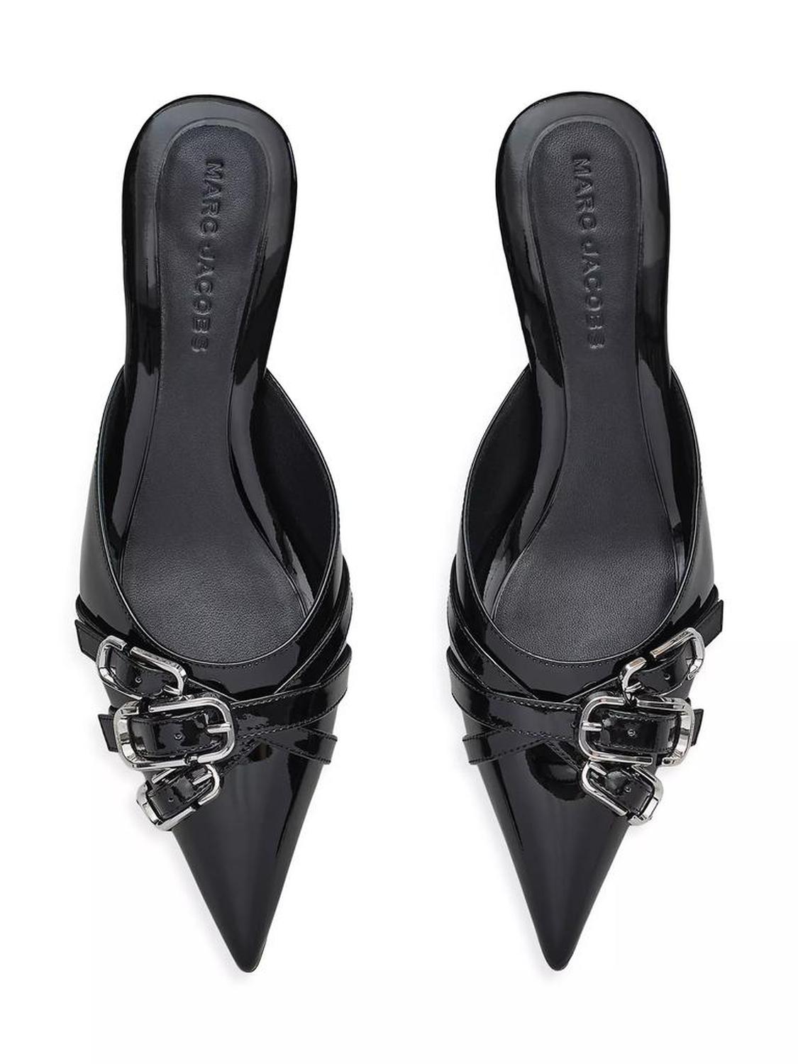 The Emma Buckle Patent Leather Kitten-Heel Mules