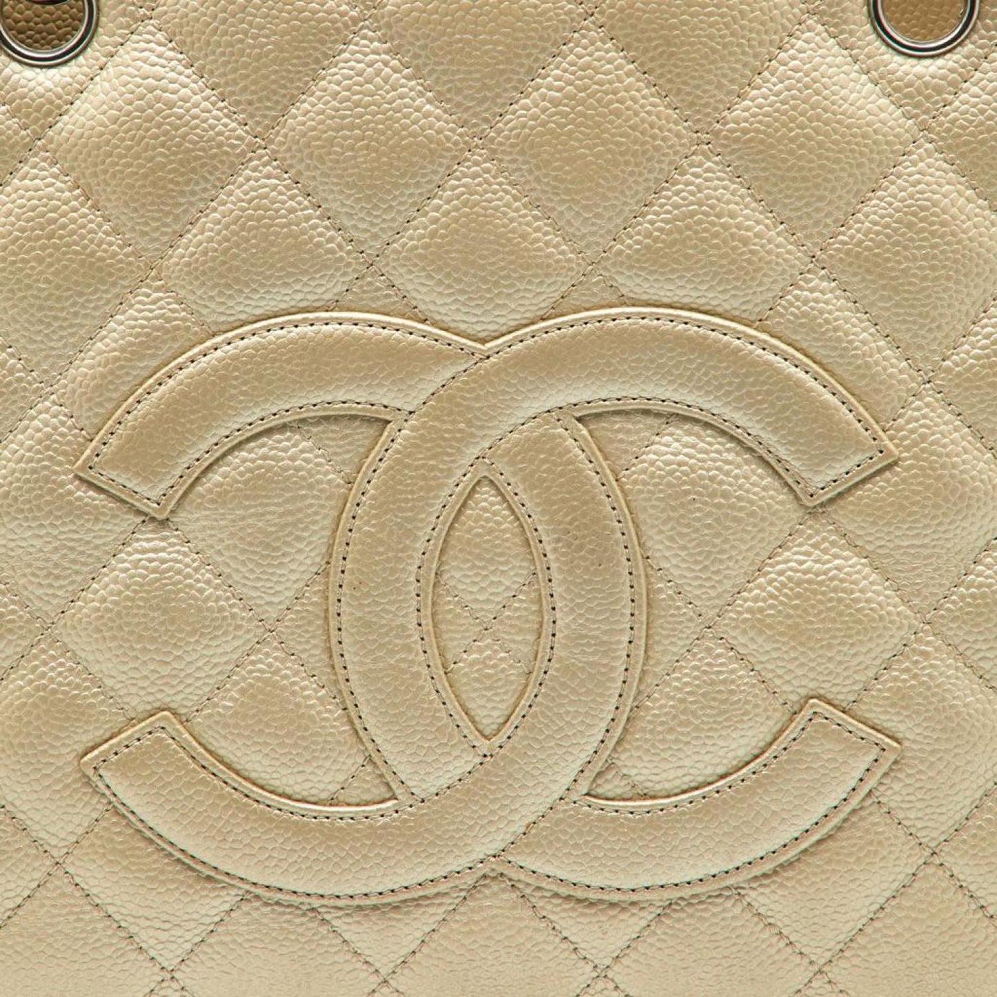 Chanel PearlQuilted Caviar Leather Gst Shopper Tote
