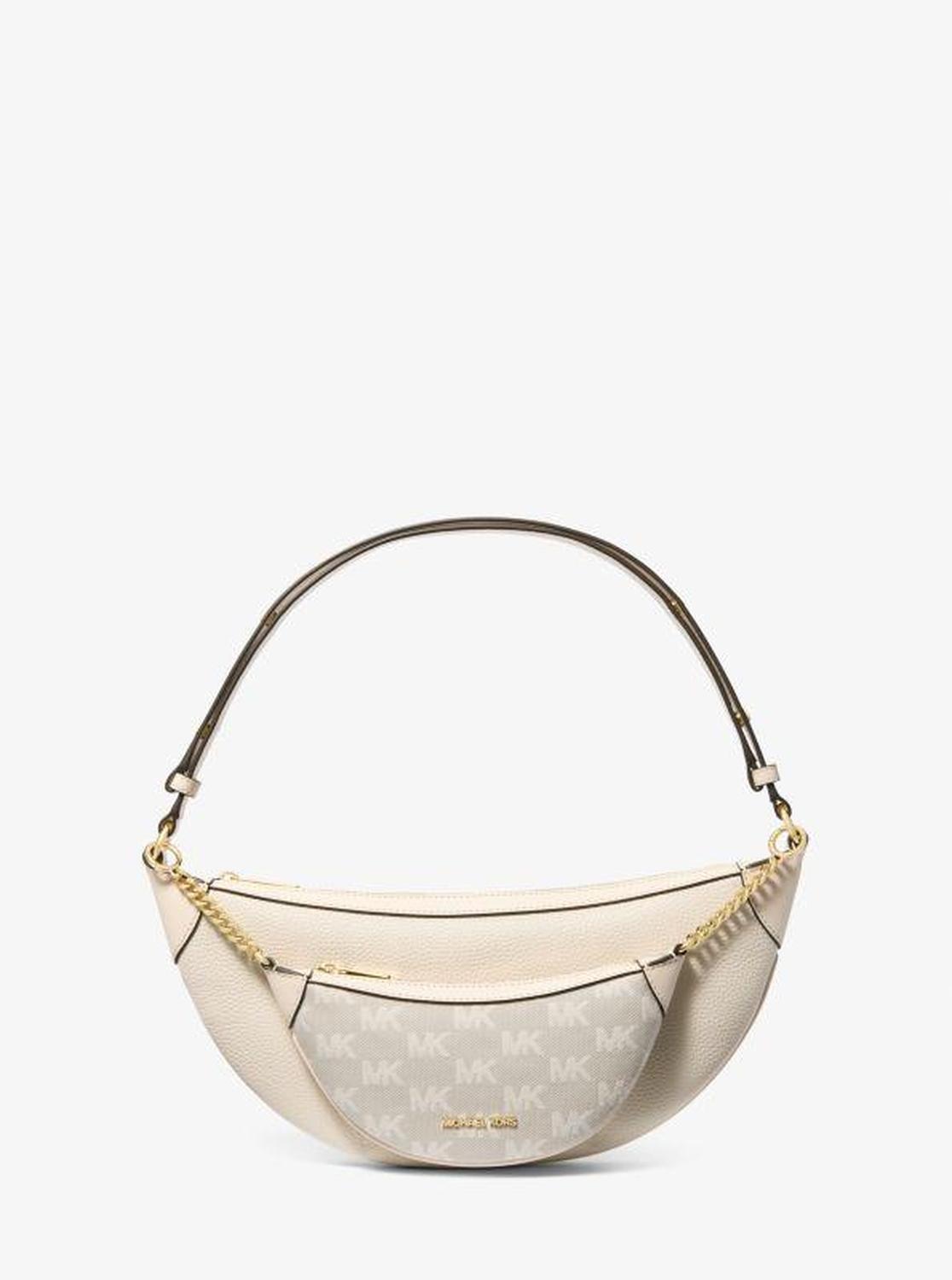 Hollis Medium 2-in-1 Pebbled Leather and Logo Jacquard Shoulder Bag