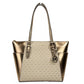Charlotte Large Leather Top Zip Tote Bag Purse Rose Women's gold