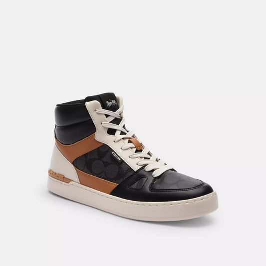Coach Outlet Clip Court High Top Sneaker In Signature Canvas
