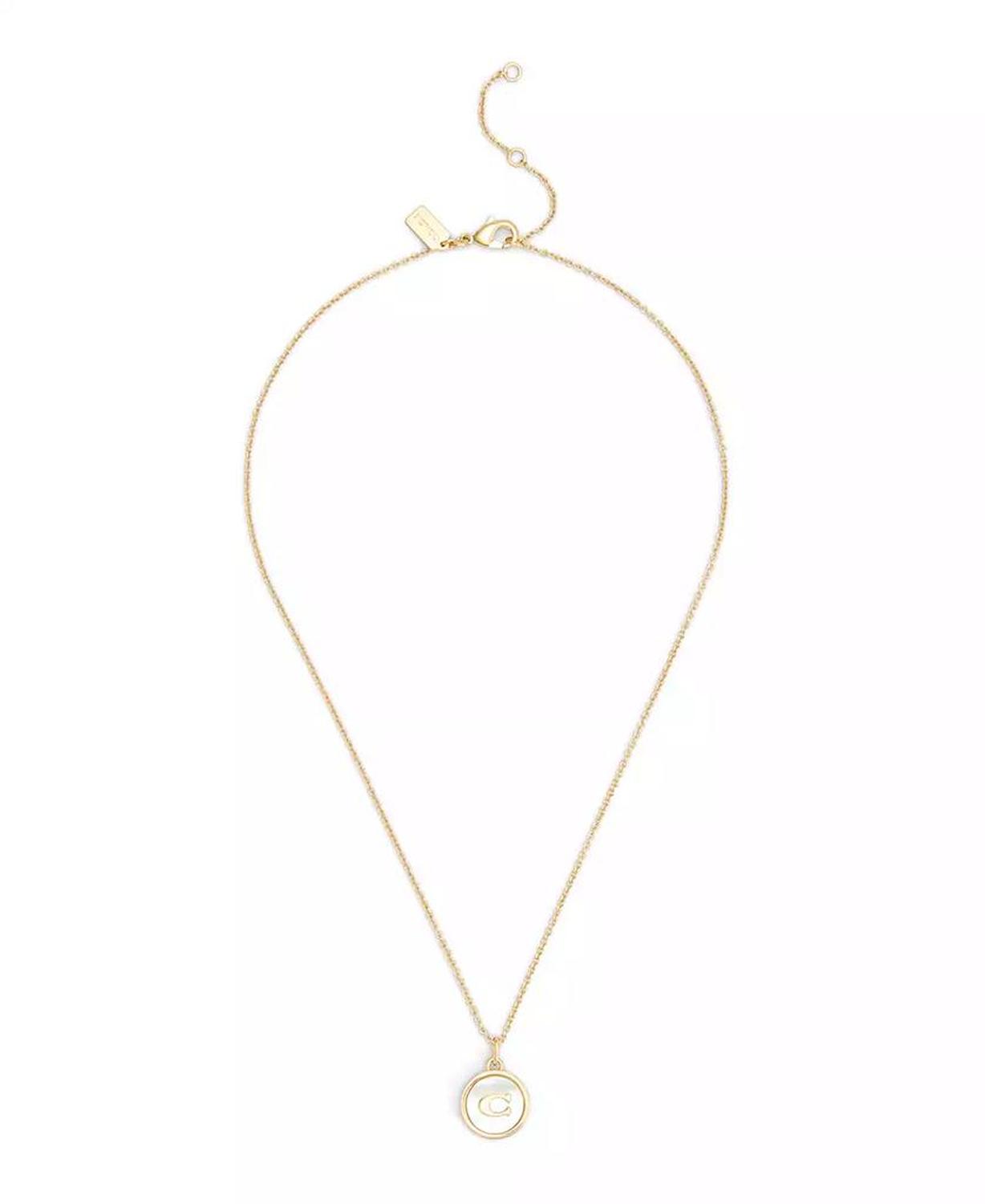 Signature Mother of Pearl Coin Pendant Necklace