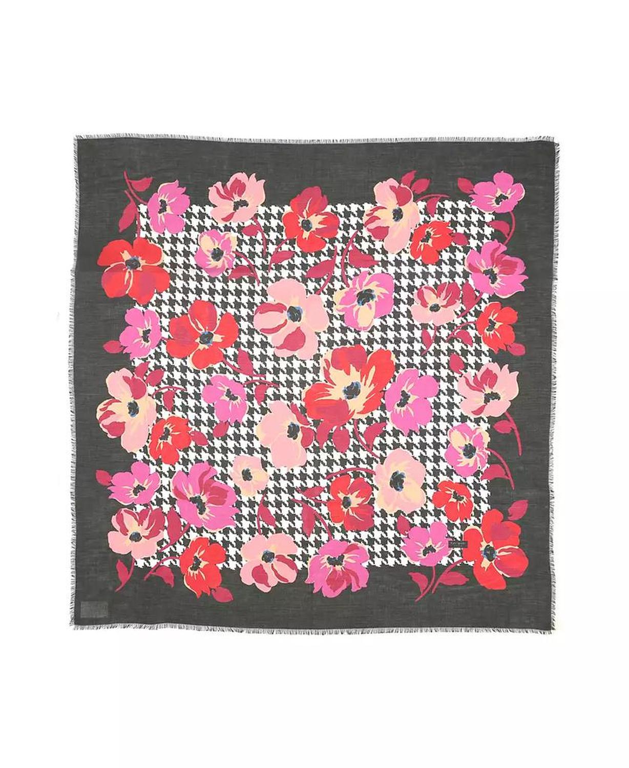 Women's Houndstooth Poppies Modal Square Scarf