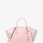 Avril Large Leather and Logo Jacquard Satchel