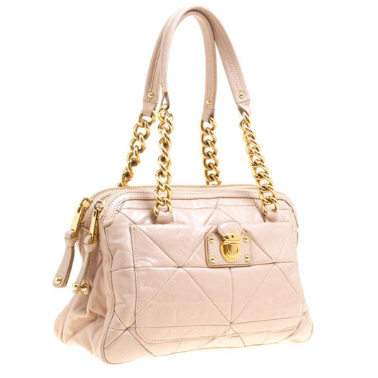 Marc Jacobs Blush Quilted Glazed Leather Chain Satchel