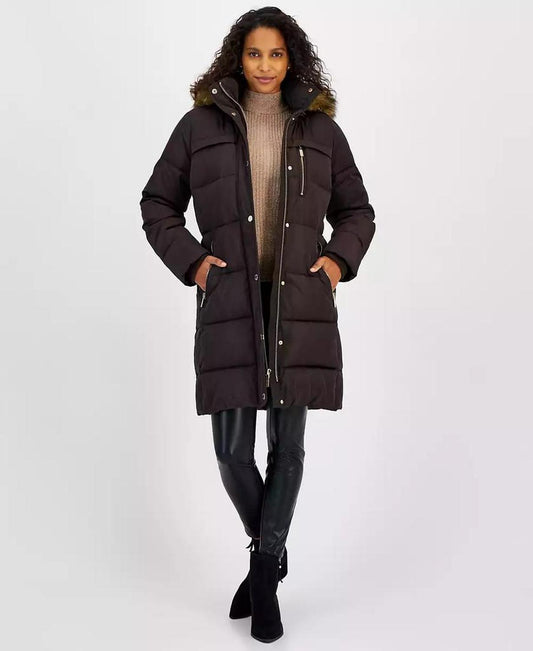 Women's Faux-Fur-Trim Hooded Puffer Coat, Created for Macy's