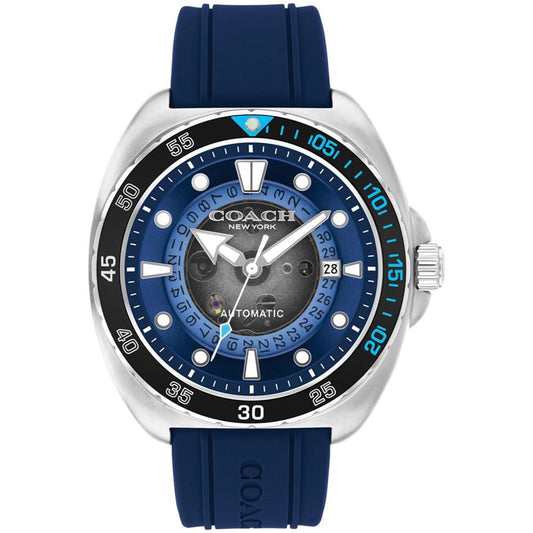 Men's Charter Automatic Blue Silicone Watch 44mm